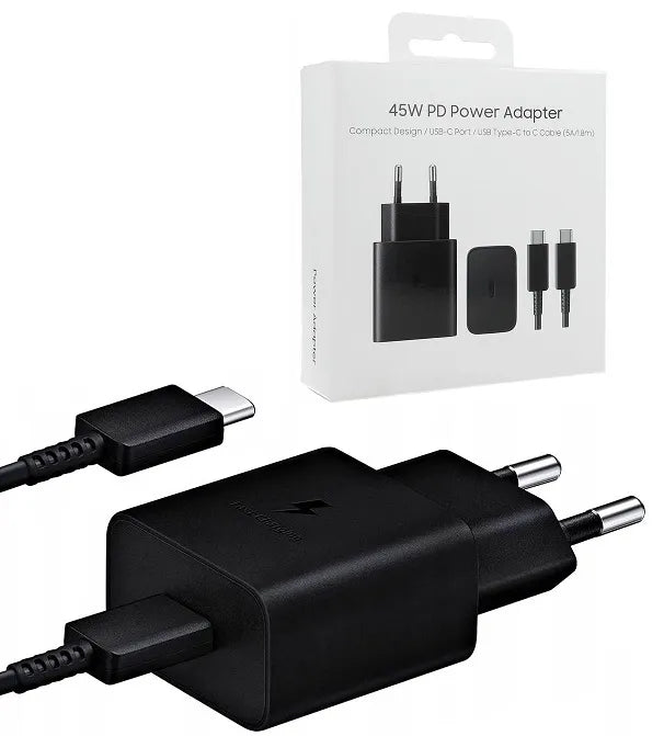 Ładowarka Samsung EP-TA845 45W USB-C PD z Kablem Typ-C Czarna Box